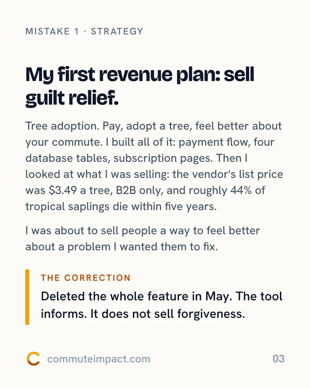 My first revenue plan: sell guilt relief.