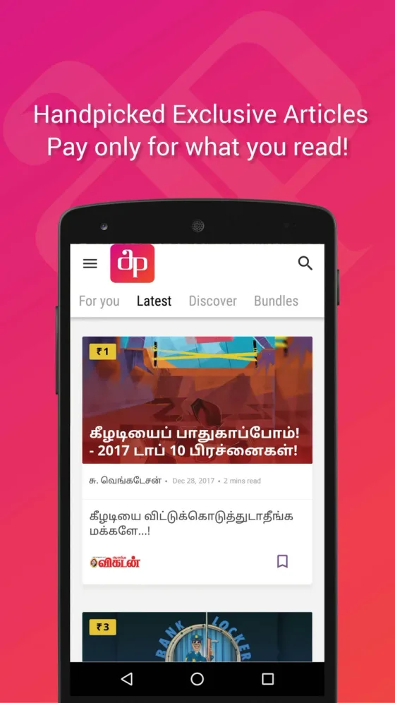 APPAPPO's app-store screen: "Pay only for what you read!" above a phone showing Tamil stories priced at one and three rupees