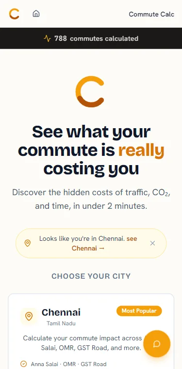 The Commute Impact Calculator on a phone